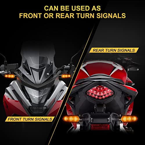 4PCS Motorcycle Turn Signals 12V Universal Front Rear Blinker Turn Signal LED Lights Super Bright Amber Lamp for Motorcycle Motorbike Scooter Off Road Quad Cruiser