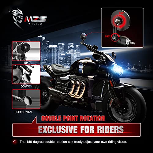 MZS Bar End Mirrors, Motorcycle Handlebar Mirrors Round Black+Motorcycle Frame Sliders, Falling Crash Protector Guards No Cut Kits Compatible with CBR1000RR