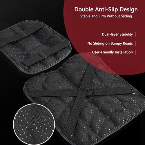 Motorcycle Seat Cushion for Honda Interstate 2010 2011 2012 2013 2014, Breathable Shock Absorption Pad with Non-Slip Particles & Hook, Airflow Grooves for Cooling, Butt Protection