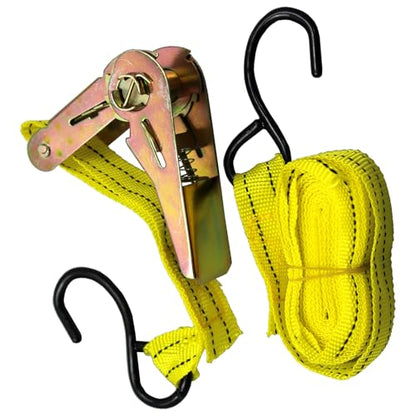 BlueDot Trading Ratchet Tie Downs-4 Pack, 4 Quick Release Ratchet tie-Downs with S Hook -Nylon Webbing Cargo Straps Soft Loops for Lighter Load Transport -1" Wide x 15' Long - size: 4 Rachets