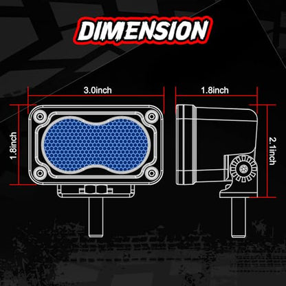Blue LED Pod Lights 3 Inch 2PCS Auxiliary Backup Rear Light Bar Offroad Fog Driving Light Blue Hunting Fishing Emergency Safety Signal Work Lights for Truck Van UTV Pickup Boat - color: Blue
