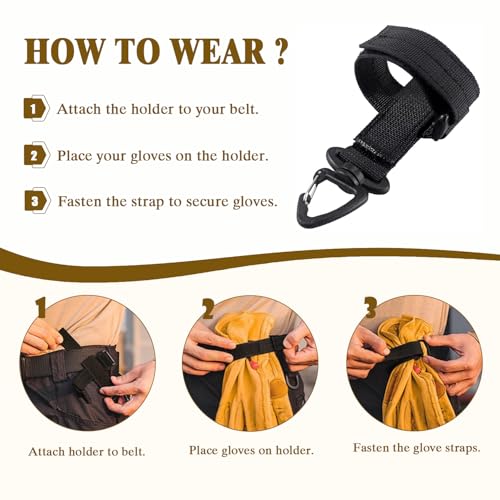 2Pcs Glove Holder for Duty Belt Glove Clips for Work Glove Strap Keeper Tactical Gloves Climbing Rope Storage Buckle