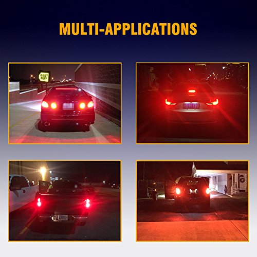 Antline 1157 LED Bulb Flash Strobe Red (2 Pack), 9-30V Super Bright 1600 Lumens 2057 2357 7528 52-SMD LED with Projector for Replacement, Flashing Strobe Brake Tail Stop Light Bulbs - color: Strobe Red
