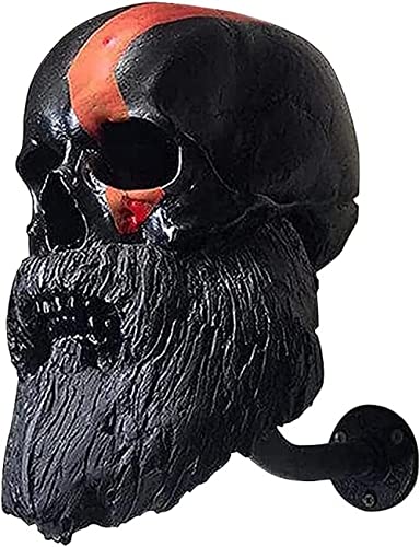 Personalized Cool Wall Mount Motorcycle Skull Helmet Holder, Skull with Beard-Helmet Rack,Removable Resin Crafts Motorcycle Helmet, Hanger for Coats, Bike,Baseballs and Rugby Helmet Caps, - color: A
