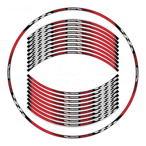 CBR 17 inch Wheel Rim Stickers Decals Tape Compatible with CBR600RR 2003-2025 F5 Motorcycle Reflective Rim Tapes Sticker Stripe (Red) - color: Red