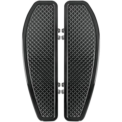 Black Anti-Slip Stretched Driver Rider Floorboards Foot Pegs Footboards for Harley Touring Road king, Road glide, Street glide, Electra glide 1986-2025 & Softail 1986-2017 - color: Driver Floor Boards-Black