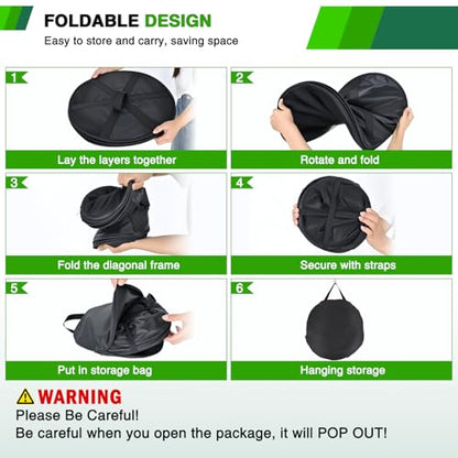 Yesker 4 Layer Herb Drying Rack Hanging Mesh Net Foldable Plant Drying Racks 18" Diameter with Black Zipper & Hook Dryer Hanging Rack for Herbs Seed Bud Fruit Clothes Grow Tent Closets Garden Outdoor - size: 4 Layers Black with Hook