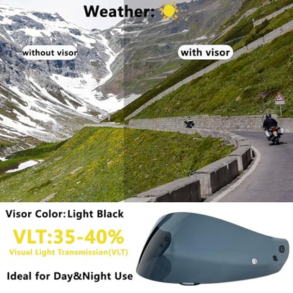 HJ-17 Helmet Visor Replacement,UV Protective Helmet Face Shield Compatible with CL-MAX II,IS-MAX BT,SY-MAX III,IS-MAX II,CL-MAX 3,C90,C91,C91N (Light Black-Day&Night Use) - color: Light Black-day&night Use