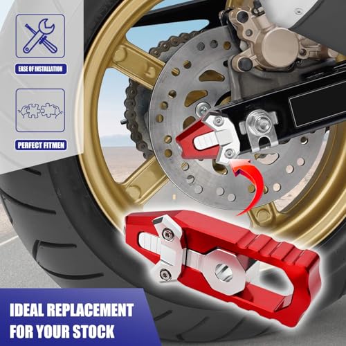 Canitu 2Pcs Red Swingarm Tensioner Axle Adjusters, Billet Aluminum Motorcycle Rear Axle Chain Spool Mods Chain Adjusters Adjusting Tool for Honda Grom 125 2014-2021 - color: RED