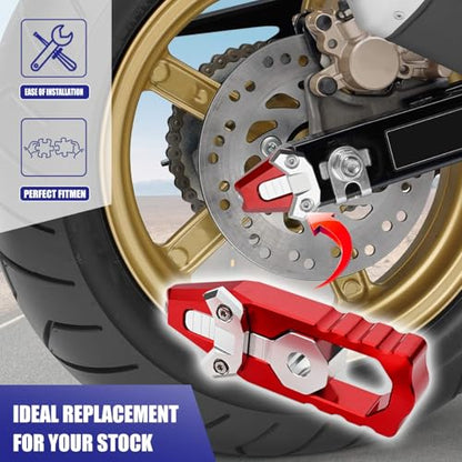 Canitu 2Pcs Red Swingarm Tensioner Axle Adjusters, Billet Aluminum Motorcycle Rear Axle Chain Spool Mods Chain Adjusters Adjusting Tool for Honda Grom 125 2014-2021 - color: RED