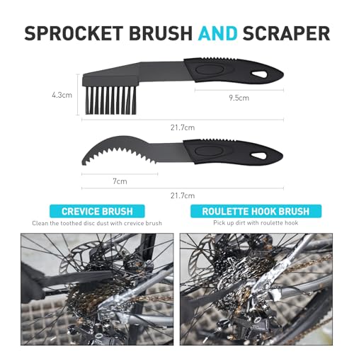 Bike Cleaner, 500ML - Fast-Action, Biodegradable Bicycle Cleaning Spray 120ml Chain Lube Brushes And Sponge 8 In 1 Bicycle Cleaning Kit Safe on All Surfaces and Suitable for All Types of Bike.