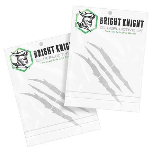 Bright Knight Decals Reflective Claw Mark Car Decals for Men - White 6 Pcs 3M Vinyl Car Stickers and Headlight Decal for Vehicles - Scratch Cover for Night Visibility, Made in USA, Pack of 2 - color: White, size: 2 pk