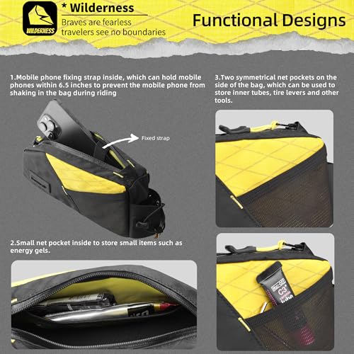 Rhinowalk Bike Frame Bag 1.2L, Waterproof Handlebar Bag with Phone Holder, Small Front Bag with Strap or Screw Mount, Fits Most Bikes – White - color: White, 1.2L