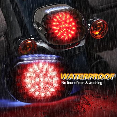 Smoked LED Motorcycle Tail Light Brake Turn Signal LAMP for OEM Rear Brake Light 1200 - Rear Brake Light with Integrated Turn Signals, High-Visibility Waterproof Design, Easy Installation