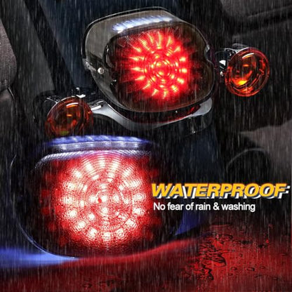 Smoked LED Motorcycle Tail Light Brake Turn Signal LAMP for OEM Rear Brake Light 1200 - Rear Brake Light with Integrated Turn Signals, High-Visibility Waterproof Design, Easy Installation