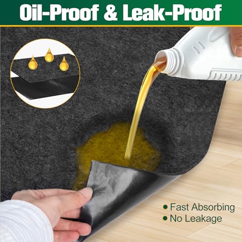 ToLanbbt Garage Floor Mat 7.5' x 8.4', Oil Spill Mat for Under Car Driveway Oil Drip Pad with 8P Tapes, Waterproof Backing, Leak Absorbent, Reusable, Washable, Protect Garage Floor (1P, Dark Gray) - size: 7.4'x8.4'