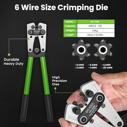 GEARit 4 Gauge Amp Wiring Kit, 25ft Red & 25ft Black (50 feet Total) CCA 4 AWG Battery Cable with Crimping Tool, Cable Cutter, 15 Lugs & 20 Heat Shrink Tubes for Car Audio, RV, Trailer, Inverter - color: 4 Gauge Wire, size: Black/Red Each - (5 in 1 Kit)