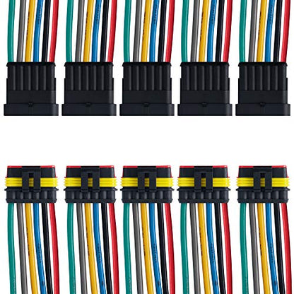 6 Pin Way 16 AWG Car Waterproof Electrical Connector Plug with Wire AWG Marine Pack of 5 - size: 6 Pin