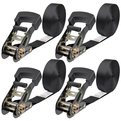 Ayaport Endless Ratchet Straps (No Hooks) 1" x 20' Heavy Duty Small Ratchet Tie Down Straps 1860lbs Break Strength Black Tie Downs for Cargo, Truck Bed, Motorcycle, 4Pcs - size: 20' x 1"-4pcs