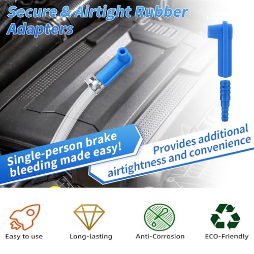4 Pack Brake Bleeder Hose Kit with One Way Check Valve - Universal Brake Fluid Bleeder Hose, One-Way Valve Prevents Air Backflow for Car Motorcycle Hydraulic Brake Bleeding Tool