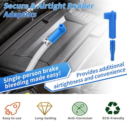 4 Pack Brake Bleeder Hose Kit with One Way Check Valve - Universal Brake Fluid Bleeder Hose, One-Way Valve Prevents Air Backflow for Car Motorcycle Hydraulic Brake Bleeding Tool
