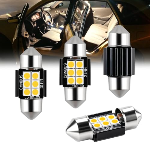iBrightstar 9-30V Extremely Bright DE3175 DE3021 Festoon LED Bulbs Error Free 1.25" 31mm for Interior Map Dome Lights and License Plate Courtesy Lights, Warm White(4500K) - color: Warm White, size: 31mm