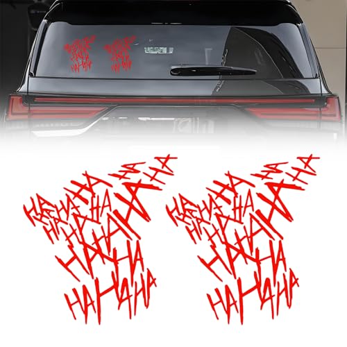 Hahaha Car Stickers Decals, Joker Haha Car Windshield Stickers, Funny Motorcycle Helmet Decal, Evil Auto Body Window Bumper Laptop Cooler Cup Decals Universal for Trucks Motorcycles (Red) - color: red