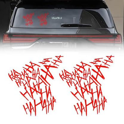 Hahaha Car Stickers Decals, Joker Haha Car Windshield Stickers, Funny Motorcycle Helmet Decal, Evil Auto Body Window Bumper Laptop Cooler Cup Decals Universal for Trucks Motorcycles (Red) - color: red