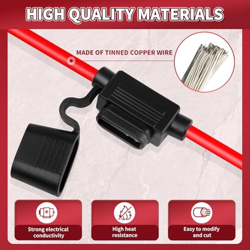 Inline Fuse Holder 12V 2 Pack, Extended Version 12 AWG Waterproof Fuse Holder 13.8 Inch, in Line Fuses Holders 12V with 2 Pcs Mini Car Fuses 30A Blade Holders for Automotive, Marine by XIOGZAXI - size: Mini 12 AWG / 13.8 INCH