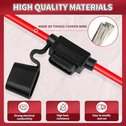 Inline Fuse Holder 12V 2 Pack, 18 AWG Waterproof Fuse Holder 11.8 Inch, in Line Fuses Holders 12V with 2 Pcs Standard Car Fuses 10A Blade Holders for Automotive, Marine by XIOGZAXI - size: 18 AWG / 11.8 INCH