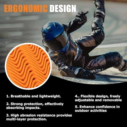 PSLER Full CE Level 2 Certified Motorcycle Armor Back Pad, Elbow and Shoulder Protection Pads Set for Motorcycle Jackets, 5PCS - size: Level 2 Back+Shoulder+Elbow