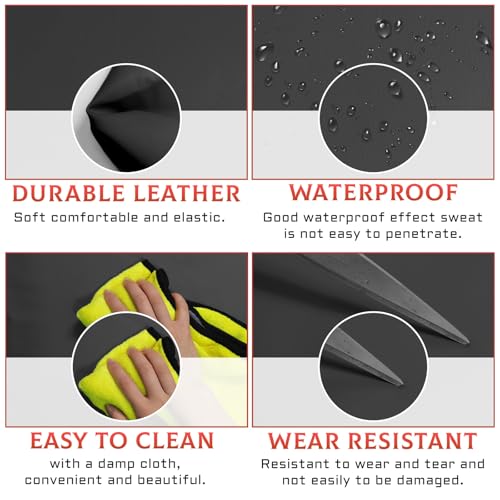 Motorcycle Seat Cover Elastic Leather Replaced Skin Universal DIY Seat Protector with 100pcs Thumb Tack Black (39.4’’ x 27.6 ’’)