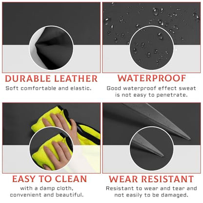 Motorcycle Seat Cover Elastic Leather Replaced Skin Universal DIY Seat Protector with 100pcs Thumb Tack Black (39.4’’ x 27.6 ’’)