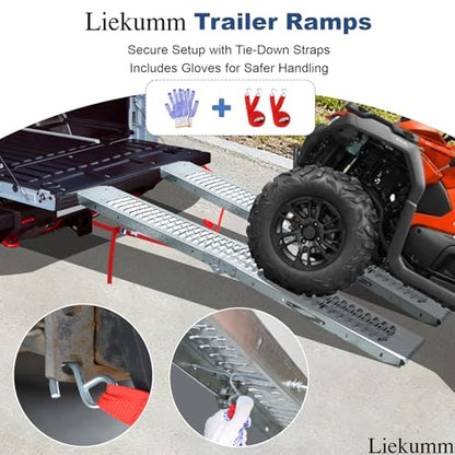 LIEKUMM 83" ATV Ramps 2-Pack, 1000 lbs Capacity Folding Loading Ramps 500 lbs Each, Heavy Duty Truck Ramps for Pickup Trucks, Trailer, Lawn Mower - size: 83"L x 9"W（2PCS)