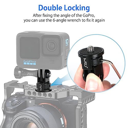 HSU Aluminum Tripod Mount Adapter, 1/4" 20 Mount for GoPro Hero 13/12/11/10/9/8/7 Insta360 X3/X2/X/RS/R and Other Cameras (Black)