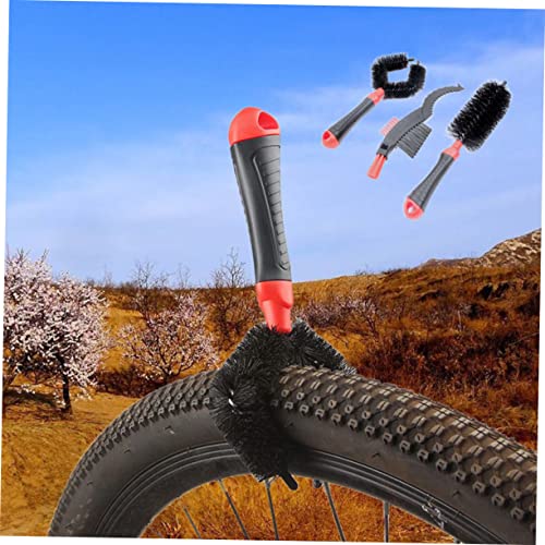 Yardwe Chain Brush Set Ergonomic Bike Chain Cleaner Kit Compact Red Cleaning Brushes for Efficient Lightweight Design for and Use