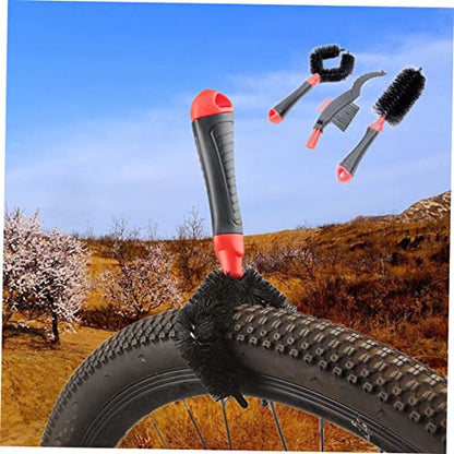 Yardwe Chain Brush Set Ergonomic Bike Chain Cleaner Kit Compact Red Cleaning Brushes for Efficient Lightweight Design for and Use