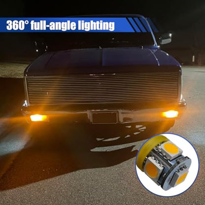 Craedli 2PCS 194 LED Light Bulbs, 12V T10 2825 168 Car License Plate Lights with 5SMD 5050 Chips, 6000K Yellow Bright Wedge Base Lamp Replacement for Car Interior Dome Map(Yellow) - color: Yellow