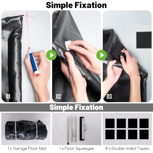 IRONMAX Garage Floor Mat, 7.9’ x 18’ Waterproof Floor Containment Mat with Cleaning Squeegee, Car Parking Mats Prevent Leaks Spills for Snow Ice Water and Mud - size: 7'11" x 18' (Rectangular)