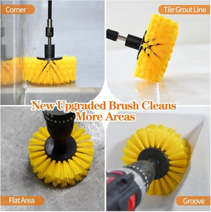Drill Brush, Carpet Cleaning Brushes, for Floor, Grout, Car Mats, Tile, Bathroom, Carpet - color: Yellow Medium Bristles (Nylon)