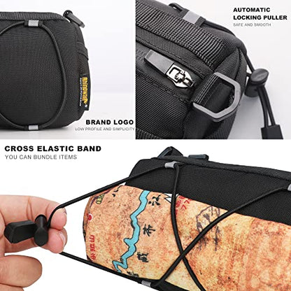 Rhinowalk Bike Handlebar Bag, Bicycle Front Bag Shoulder Bag Storage Bag with Shoulder Strap for Road Mountain Bike Cycling Travel - color: Black