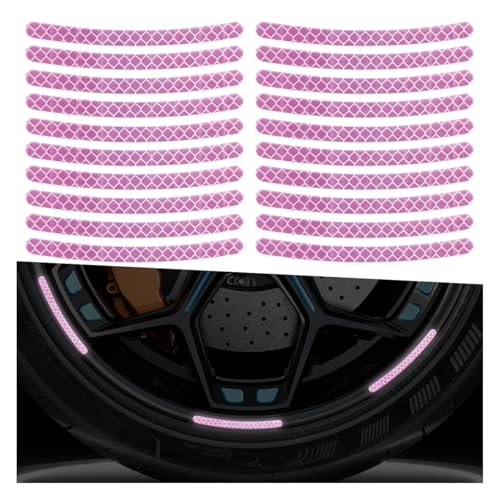 ZIMISI 20PCS Car Wheel Stripe Reflective Stickers, Anti-Scratch Rim Decals for Vehicles, Night Safety Warning Tape Decal, Car Wheel Decorative Stripe Stickers for Motorcycles, Bicycles (Neon Pink) - color: Neon Pink