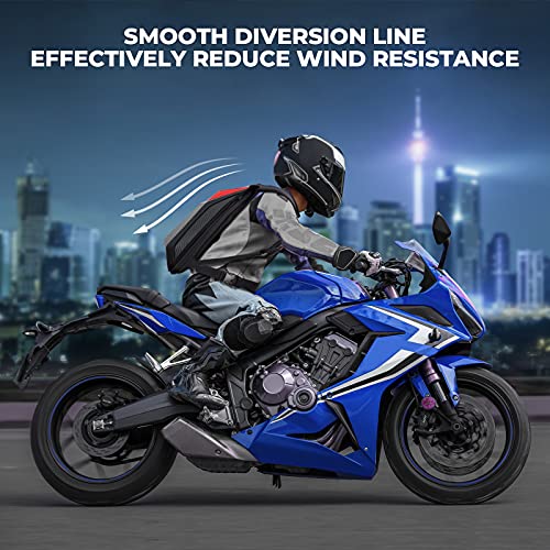 KEMIMOTO Motorcycle Backpack, Hardshell Helmet Backpack Expandable Large Capacity Riding Bag, Water Resistant Lightweight for Riding Work Gym