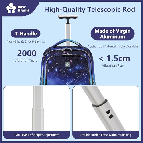 NEW TILAMI 20" Rolling Backpack for Teens Adults, Climbing Stairs Waterproof Backpack with Wheels for School Business Trave Camping with Laptop Compartment, Fit 17 Inch Laptop, Spacey Blue - color: Spacey Blue