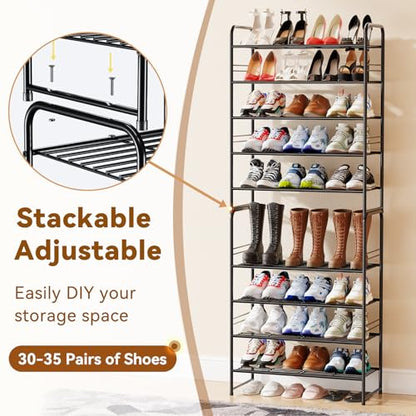Simple Shoe Rack, 5 Tier Heavy Duty Metal Shoe Shelf 27 Inch Wide, Black - color: Black, size: 5 Tier(27 Inch)