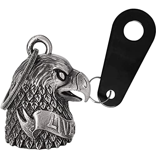 Dream Apparel Motorcycle Bell Guardian Angel Drive Away Gremlin, Biker Bell for Men Women Rider Riding, Good Luck Gift - color: Eagle and Live to Ride