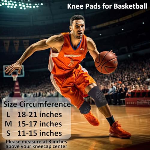 Knee Pads for Skating, Dance Kneepads for Football, Basketball, Skateboard, Workout Men - Lightweight & Elastic Gear Knee Sleeve for Wrestling, Volleyball, Climbing, Gardening, Flooring Women, Black L - size: Large