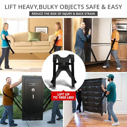 X-Protector Moving Straps - 2 Pairs - Lifting Straps for 2 Movers - Move Furniture Easily and Safely - Perfect for Lifting and Moving Heavy Objects! (with Back Support) - style: Moving Straps (With Back Support, Black)