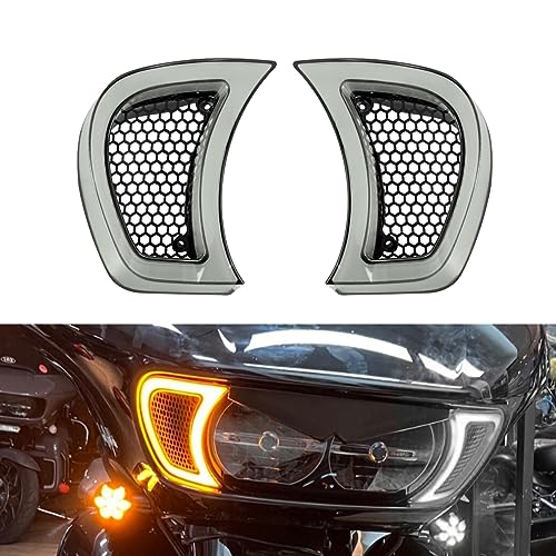 Motorcycle Headlight Vent Accent Turn Signal LED Indicator Side Lights For Harley Road Glide FLTRX 2015-2023 (Clear Lens) - color: Clear Lens