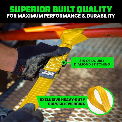 Rhino USA Soft Loop Tie Down Straps (4-Pack) - 1.6 Inch x 17 Inch (5,000 lbs Break Strength) Heavy Duty Motorcycle Handlebar Straps for use with Ratchets for ATV, UTV, Dirt Bike (Yellow) - color: Yellow 4-Pack